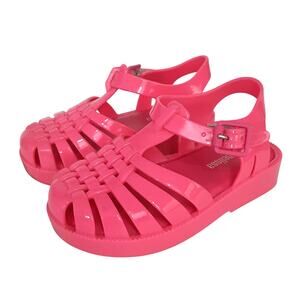 Mini Melissa Jelly Sandals Hot Pink Fisherman Sandals Hook & Loop Girls 7